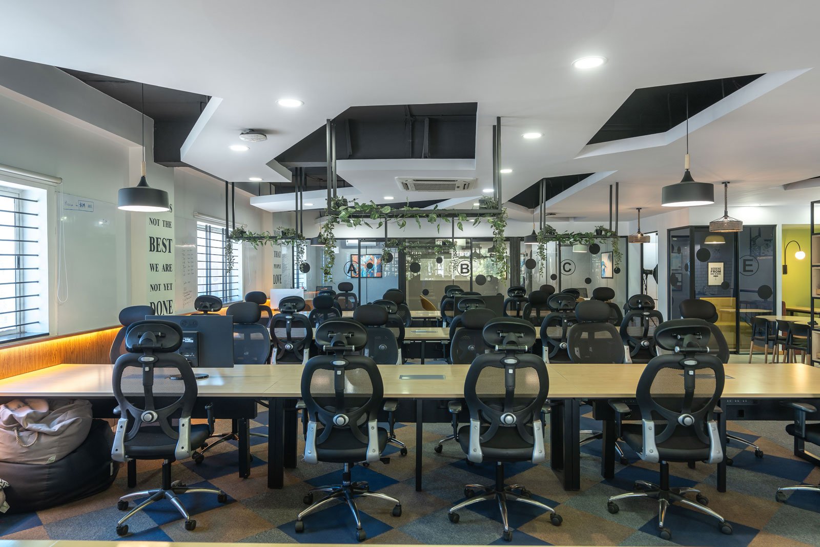 Open seating area with natural lighting